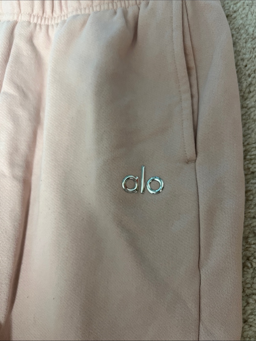 ALO Yoga Blush Pink Logo Joggers - Picture 2 of 3